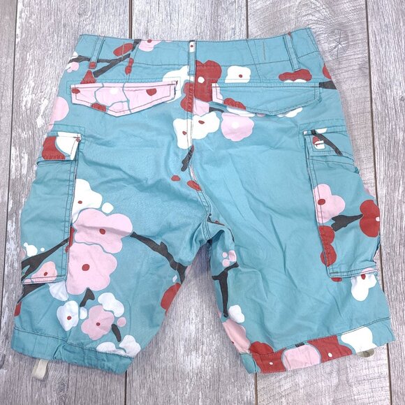 G-Star Mens Rovic Loose Cargo Shorts Size 30 Blue Floral Outdoor Streetwear Y2K - Picture 2 of 9